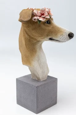 Figurka Dekoracyjna Kolorowa Pies Z Kwiatami 24x47 Cm