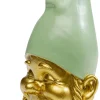 Figurka Dekoracyjna Krasnal Złoty Czapka Zielona 10x21 Cm