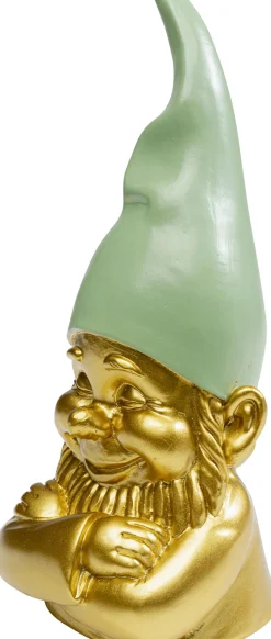 Figurka Dekoracyjna Krasnal Złoty Czapka Zielona 10x21 Cm