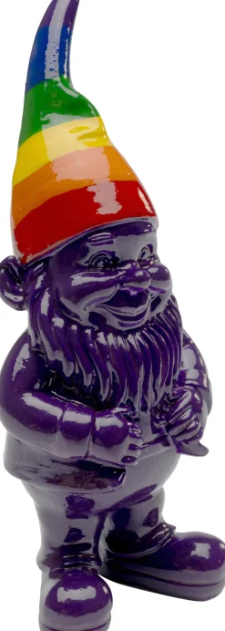 Figurka Dekoracyjna Krasnal Fioletowy Czapka Kolorowa 11 Cm