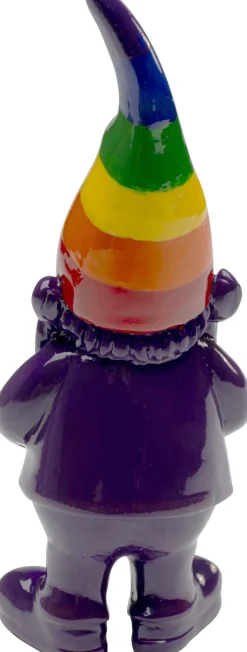 Figurka Dekoracyjna Krasnal Fioletowy Czapka Kolorowa 11 Cm