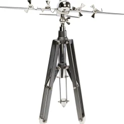 Figurka Dekoracyjna Na Trójnogu Samolot Aluminium Niklowane 57x54 Cm