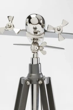 Figurka Dekoracyjna Na Trójnogu Samolot Aluminium Niklowane 57x54 Cm