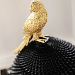 Figurka Dekoracyjna Parrot Ø26x40 Cm Czarno-złota