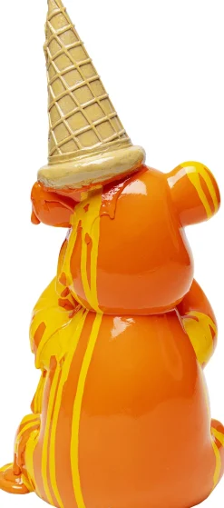 Figurka Dekoracyjna Pomarańczowa Miś Siedzący I Lód 18x37 Cm