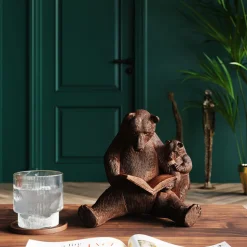 Figurka Dekoracyjna Reading Bears 20x18 Cm Brązowa