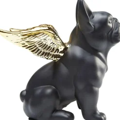 Figurka Dekoracyjna Sitting Angel Dog 21x22 Cm Czarna