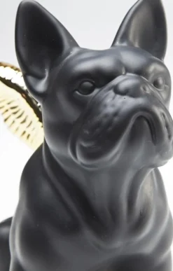 Figurka Dekoracyjna Sitting Angel Dog 21x22 Cm Czarna