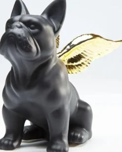 Figurka Dekoracyjna Sitting Angel Dog 21x22 Cm Czarna