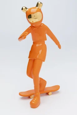Figurka Dekoracyjna Skater Astronauta Pomarańczowa 17x33 Cm