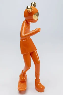 Figurka Dekoracyjna Skater Astronauta Pomarańczowa 17x33 Cm
