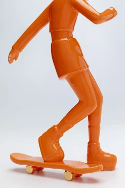 Figurka Dekoracyjna Skater Astronauta Pomarańczowa 17x33 Cm