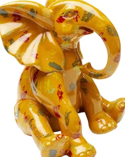 Figurka Dekoracyjna żółta Ze Wzorami Słonik 20x18 Cm