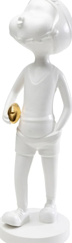 Figurka Dekoracyjna Z Ceramiki Biała 41 Cm Dziewczyna Ze Złotą Piłką