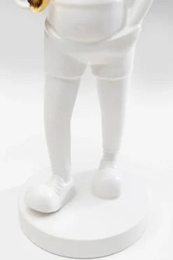 Figurka Dekoracyjna Z Ceramiki Biała 41 Cm Dziewczyna Ze Złotą Piłką