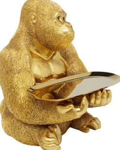 Figurka Dekoracyjna Z Tacą Gorilla Butler 29x37 Cm Złota