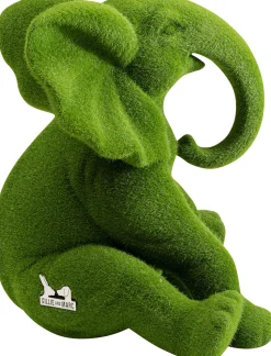 Figurka Dekoracyjna Zielona Tkanina Słonik 20x18 Cm