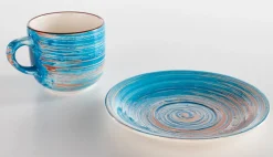 Filiżanka 250 Ml Ze Spodkiem Ø15 Cm Swirl Niebieska