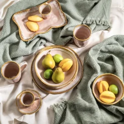 Filiżanka Do Espresso Ze Spodkiem Kamionkowa Różowa 88 Ml