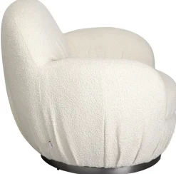 Fotel Biały Obrotowy Skandynawski Boucle Do Salonu 88x90 Cm