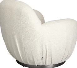 Fotel Biały Obrotowy Skandynawski Boucle Do Salonu 88x90 Cm