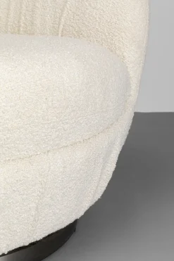 Fotel Biały Obrotowy Skandynawski Boucle Do Salonu 88x90 Cm