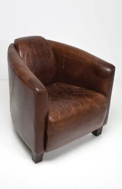 Fotel Cigar Lounge 72x70 Cm Brązowy Skóra Naturalna