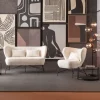 Fotel Do Salonu Biały Boucle Nogi Czarne Stalowe 80x83 Cm