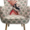 Fotel Do Salonu Kolorowy Maharadża Nogi Drewno Mango 79x78 Cm