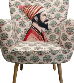 Fotel Do Salonu Kolorowy Maharadża Nogi Drewno Mango 79x78 Cm