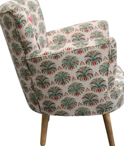 Fotel Do Salonu Kolorowy Maharadża Nogi Drewno Mango 79x78 Cm