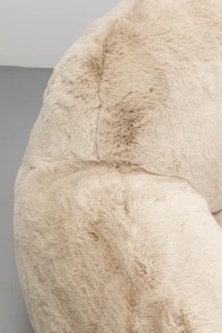 Fotel Duży Kremowy Tkanina Futrzana 105 Cm