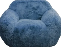 Fotel Duży Niebieski Tkanina Futrzana 105 Cm