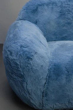 Fotel Duży Niebieski Tkanina Futrzana 105 Cm