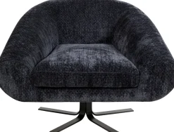 Fotel Duży Obrotowy Tapicerka Szaroniebieska Nogi Czarne 82x95 Cm