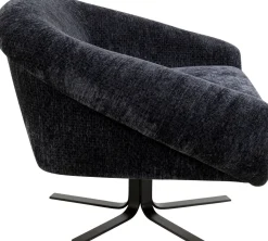 Fotel Duży Obrotowy Tapicerka Szaroniebieska Nogi Czarne 82x95 Cm