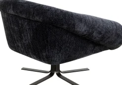 Fotel Duży Obrotowy Tapicerka Szaroniebieska Nogi Czarne 82x95 Cm