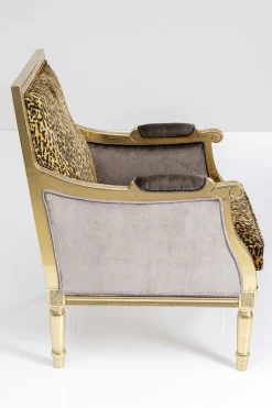 Fotel Glamour Do Salonu Panterka Rama Złota 70x98 Cm
