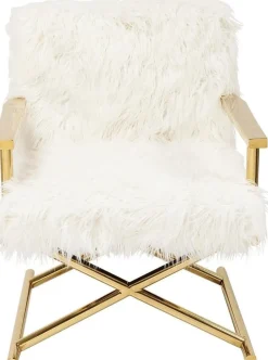 Fotel Mr. Fluffy 68x87 Cm Biało-złoty