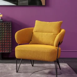 Fotel Nowoczesny Do Salonu żółty Nogi Stalowe Czarne 78x71 Cm