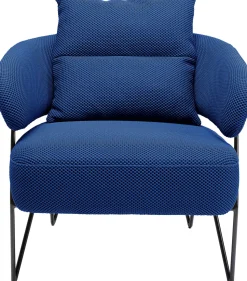 Fotel Nowoczesny Do Salonu Niebieski Nogi Stalowe Czarne 78x71 Cm