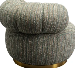 Fotel Obrotowy Boucle Niebieskie Paski Podstawa Złota 95x70 Cm