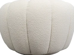 Fotel Obrotowy Do Salonu Biały Tkanina Boucle 94x66 Cm