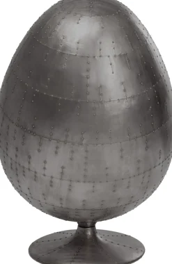Fotel Obrotowy Jajo Aluminium Kolor Gunmetal I Czarna Tapicerka 96x136 Cm