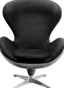 Fotel Obrotowy Loft Aluminium Kolor Gunmetal I Czarna Tapicerka 82x106 Cm