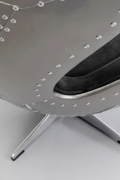Fotel Obrotowy Loft Aluminium Kolor Gunmetal I Czarna Tapicerka 82x106 Cm