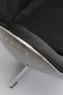 Fotel Obrotowy Loft Aluminium Kolor Gunmetal I Czarna Tapicerka 82x106 Cm
