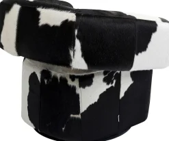 Fotel Obrotowy Maye Cow 76x86 Cm Skóra Naturalna