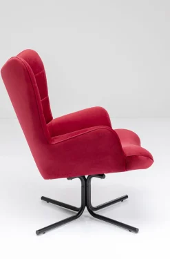 Fotel Obrotowy Oscar Velvet 82x95 Cm Czerwony