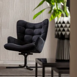 Fotel Obrotowy Oscar Velvet 82x95 Cm Czarny